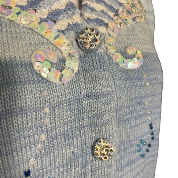 Storybook Knits Sparkling Seahorses Cardigan XS Sweater Sequin Beaded Crochet - Picture 10 of 14